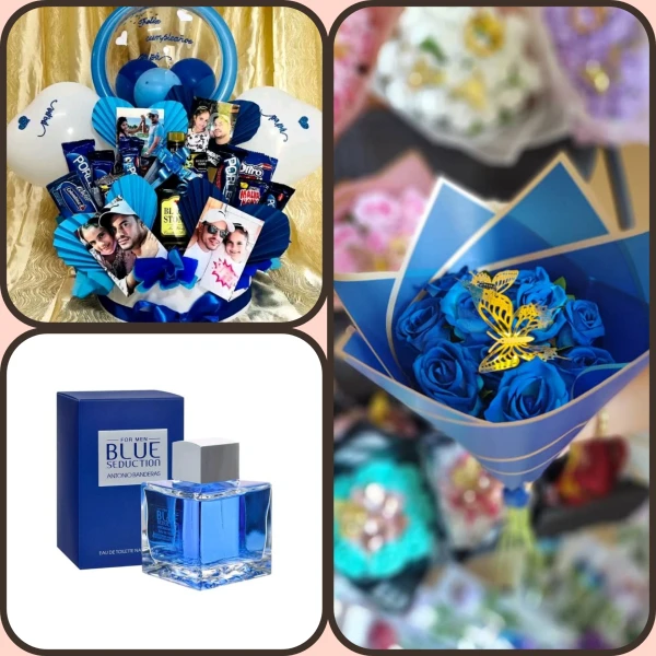 Regalo personalizado con fotos reales,perfume ( Antonio bandera) de hombre y ramo eterno's foto | AlKombomaster |  BizneCubano